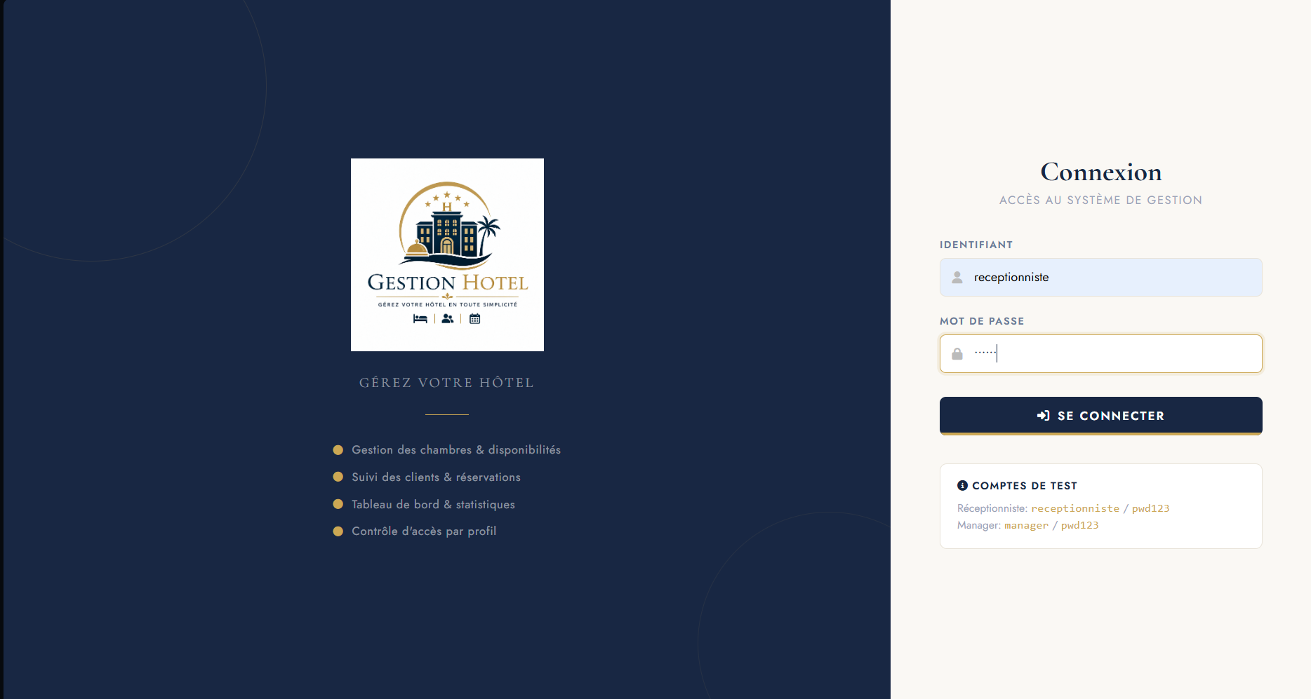 GestionHotel - login